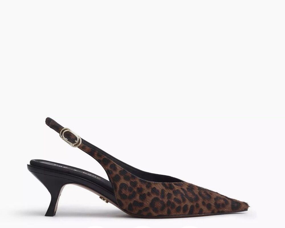 Rag & Bone Madison 7 Leopard Calf Hair Slingback Kitten Heel Pumps Sz 37 M $468 - Picture 6 of 16